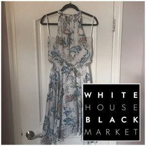 WHBM white dress with blue and peach size Sm